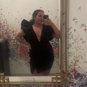 Black Puffy Shoulder Dress